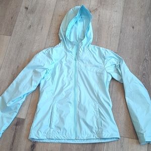 Columbia Nlue Wind Breaker Rain Coat Light Hooded Jacket Zipper Pockets XS